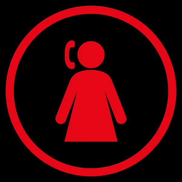 Calling vrouw plat afgerond vector pictogram — Stockvector