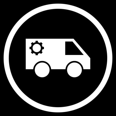 Hizmet araba düz yuvarlak vektör simgesi