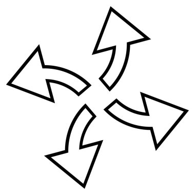 Santrifüj okları kontur vektör simgesi