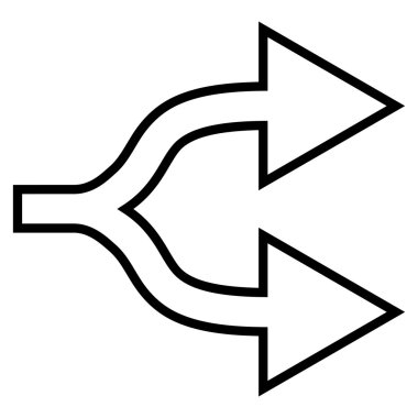 Kavşak ok doğru anahat vektör simgesi