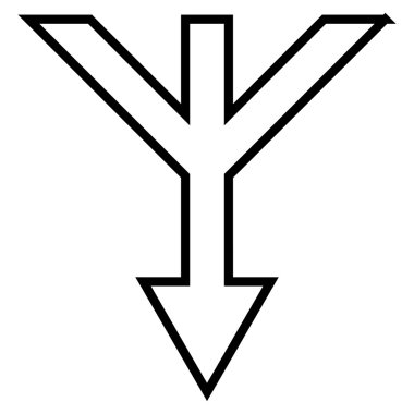 Kontur vektör simgesi aşağı ok birleştirme