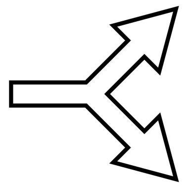 Kavşak ok doğru anahat vektör simgesi