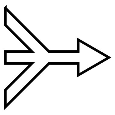 Ok sağ kontur vektör simgesi birleştirme