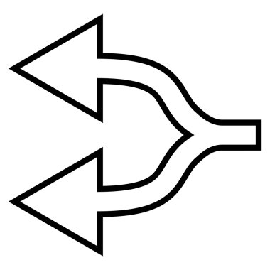 Kavşak ok sol ince çizgi vektör simgesi