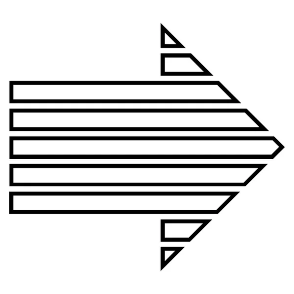 Streifenpfeil rechts dünne Linie Vektorsymbol — Stockvektor