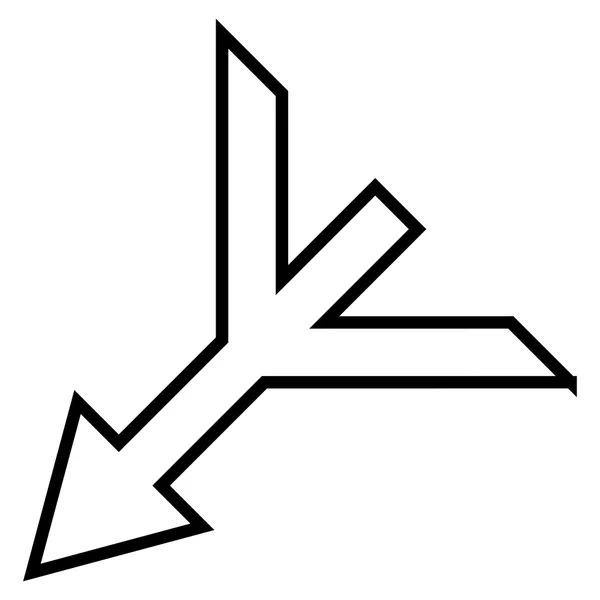 Mesclar seta esquerda para baixo ícone de vetor de contorno —  Vetores de Stock