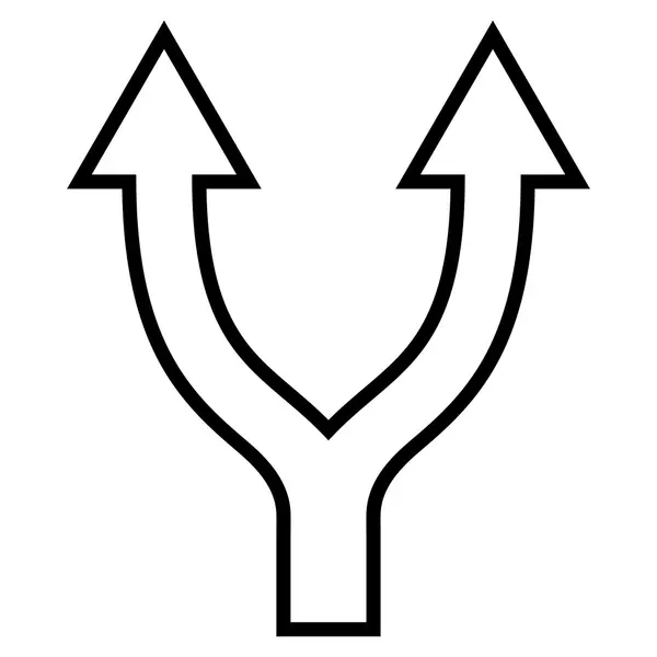 Бифуркационная стрелка вверх по контурной иконе — стоковый вектор