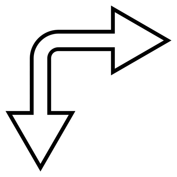 Auswahlpfeil rechts unten Umrissvektorsymbol — Stockvektor