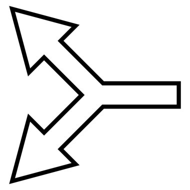 Kavşak ok sol kontur vektör simgesi