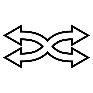 Shuffle okları yatay anahat vektör simgesi