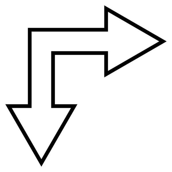 Choice Arrow Right Down Contour Vector Icon — Stock Vector