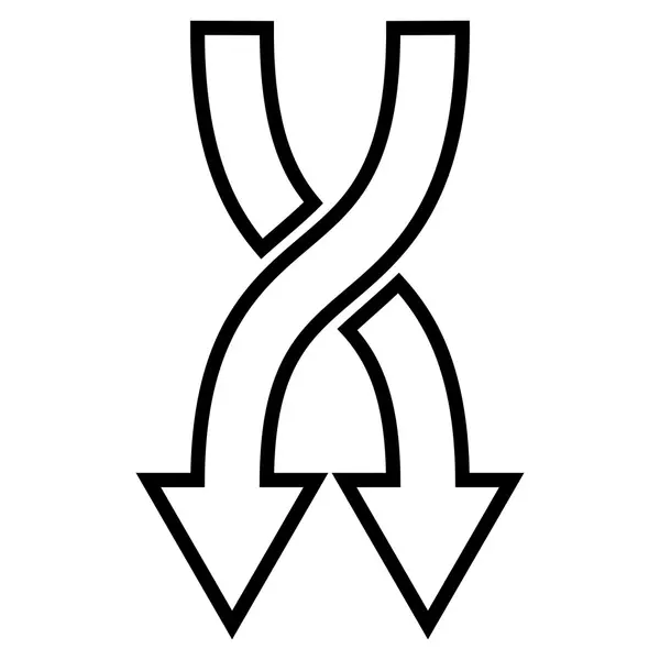 Náhodně šipky dolů osnovy vektorové ikony — Stockový vektor