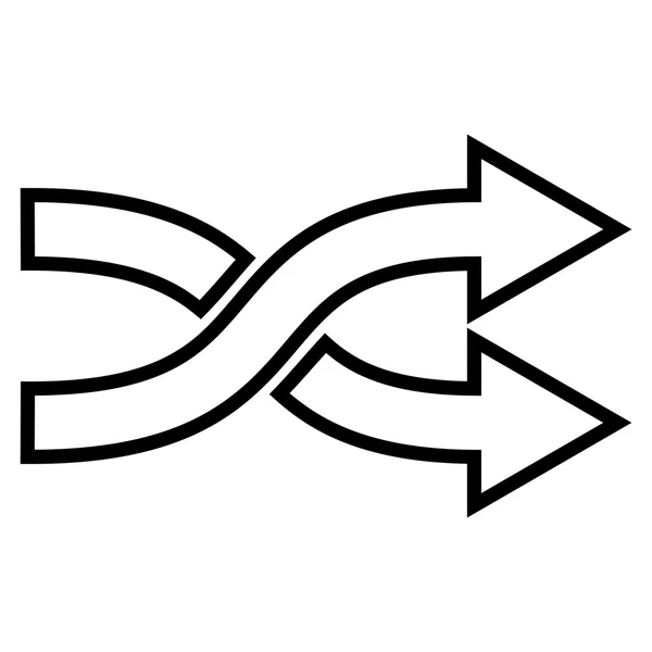 Pfeile rechts Konturvektorsymbol mischen — Stockvektor