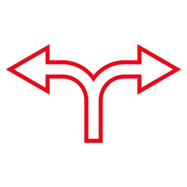 Split ok sol doğru anahat vektör simgesi