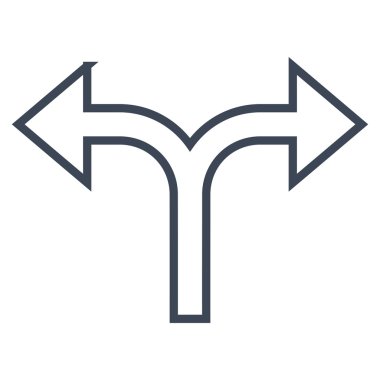 Sol çatallanma ok sağ kontur vektör simgesi