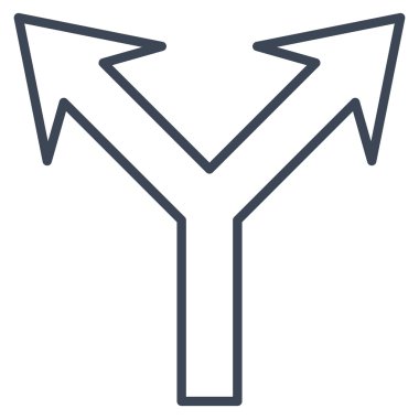 İnce çizgi vektör simge yukarı çatallanma ok