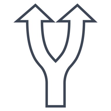 İnce çizgi vektör simge yukarı çatallanma ok