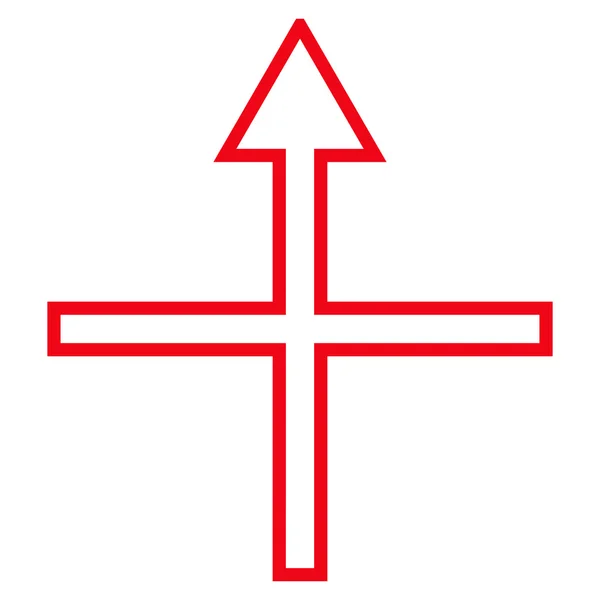 Cross Arrow Up Thin Line Vector Icon — Stock Vector