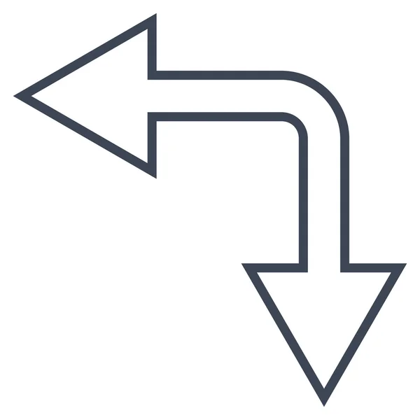 Elección Flecha izquierda hacia abajo línea delgada Vector icono — Vector de stock