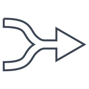 Ok sağ anahat vektör simgesi birleştirme