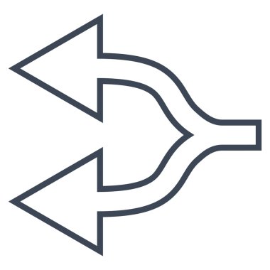 Kavşak ok sol kontur vektör simgesi