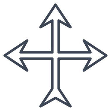 Kavşak okları satırı vektör simgesi ince