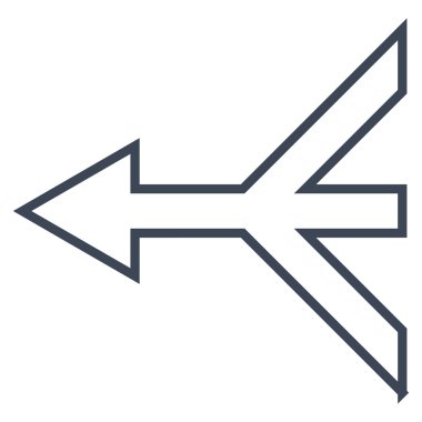 Ok sol kontur vektör simgesi birleştirme