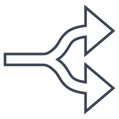 Oklar bölünmüş sağ kontur vektör simgesi