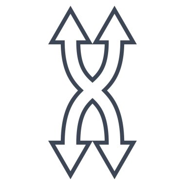 Shuffle okları dikey kontur vektör simgesi