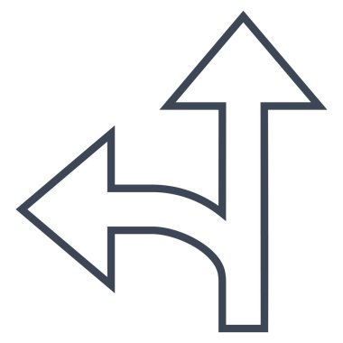 Split yön sol ileri kontur vektör simgesi