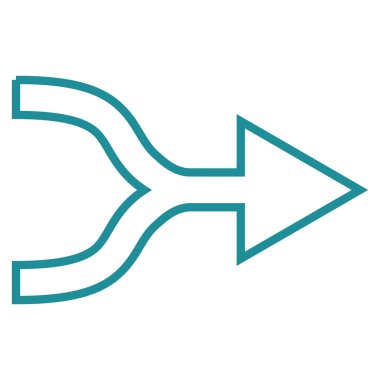 Ok sağ anahat vektör simgesi birleştirme