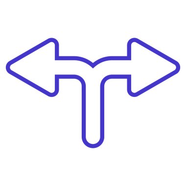 Bifurkasyon ok sol doğru anahat vektör simgesi