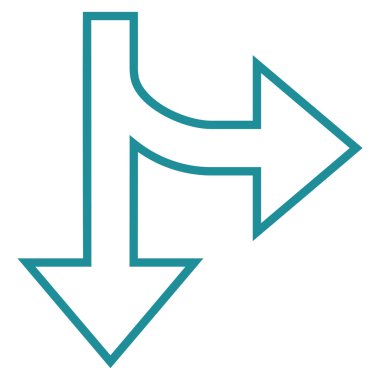 İnce çizgi vektör simgesi aşağı yön bölme