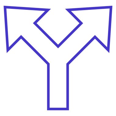 Bifurkasyon ok sol doğru anahat vektör simgesi