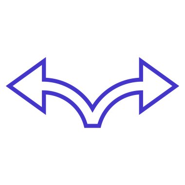 Bifurkasyon ok sol sağ kontur vektör simgesi