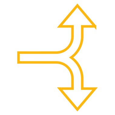 Kontur vektör simgesi aşağı yukarı çatallanma ok