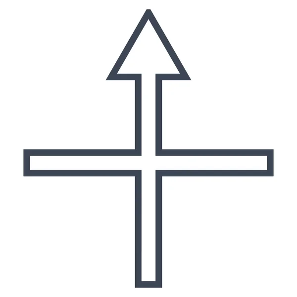 Cross Arrow Up Outline Icon — стоковый вектор