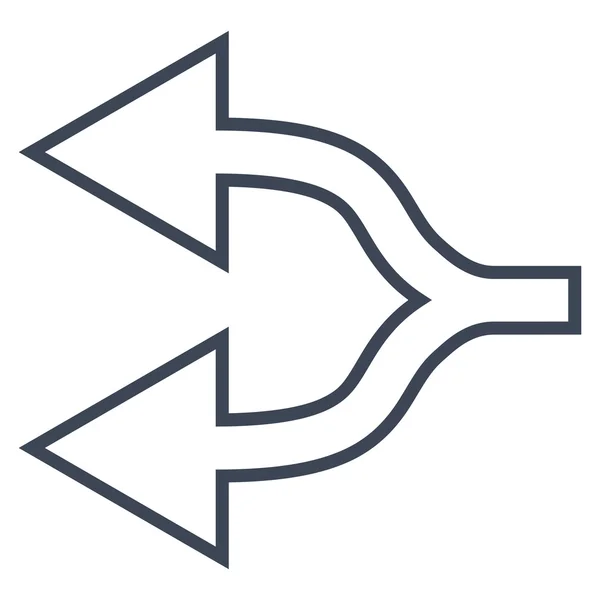 Kreuzungspfeil links Konturvektorsymbol — Stockvektor