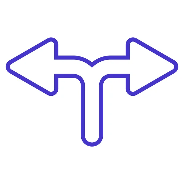 Bifurcación Flecha Izquierda Derecha Esquema Vector Icono — Vector de stock