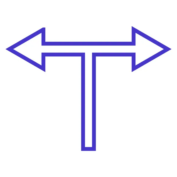 Bifurcação seta esquerda contorno direito vetor ícone — Vetor de Stock