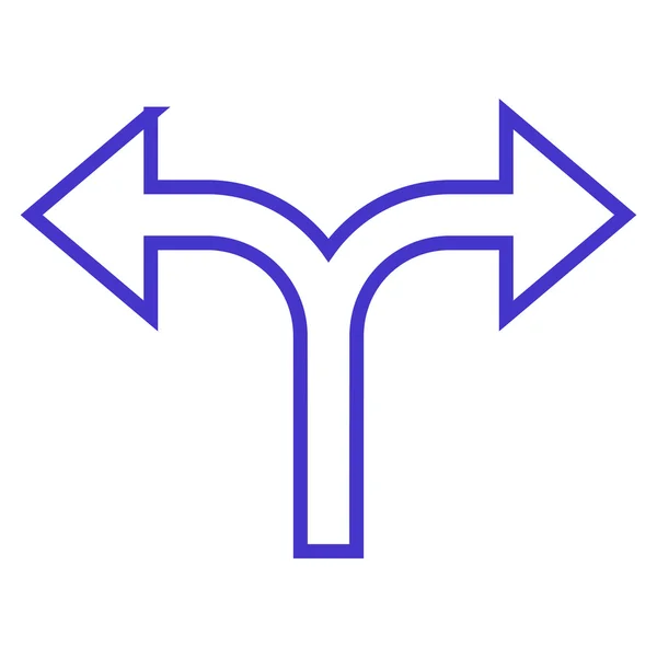 Bifurcation flèche gauche droite contour vectoriel Icône — Image vectorielle