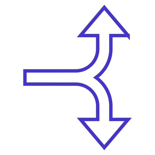 Flèche de bifurcation vers le haut vers le bas Icône vectorielle de ligne mince — Image vectorielle