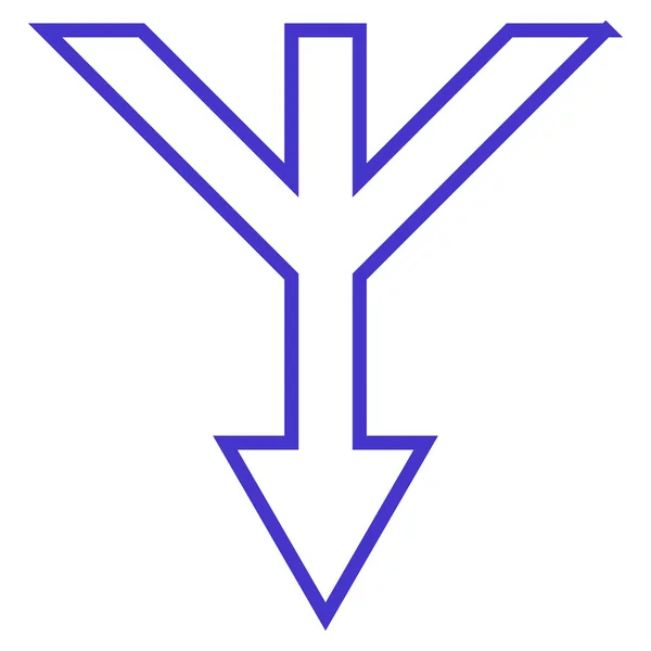 Freccia di fusione giù sottile linea icona vettoriale — Vettoriale Stock