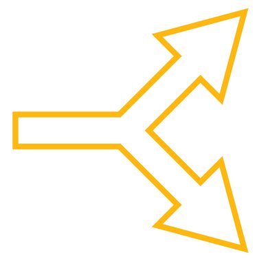 Kavşak ok doğru anahat vektör simgesi