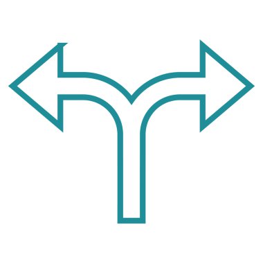 Bifurkasyon ok sol doğru anahat vektör simgesi