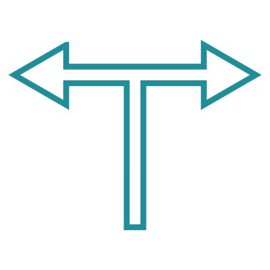 Sol çatallanma ok sağ kontur vektör simgesi