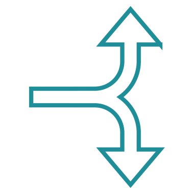 Kontur vektör simgesi aşağı yukarı çatallanma ok