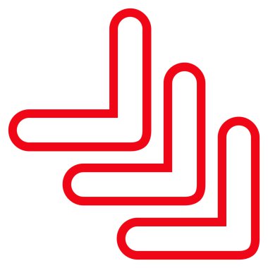 İşaretçi kontur vektör simgesi aşağı üçlü