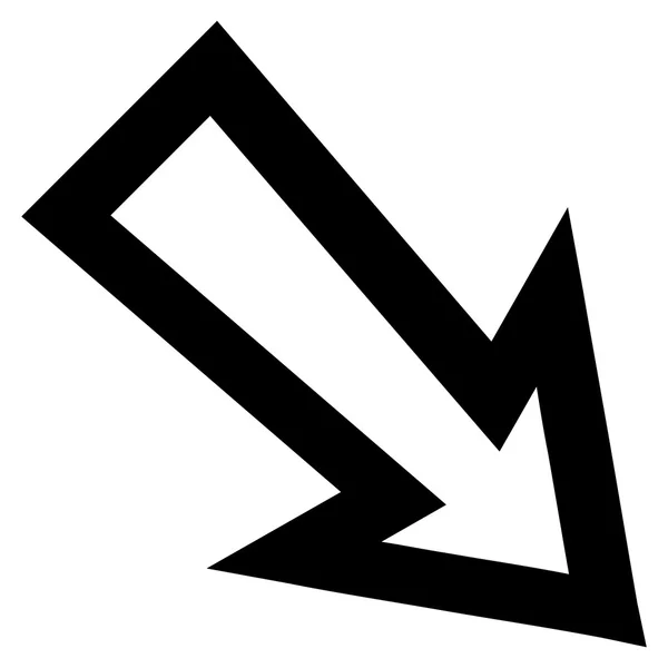 Šipka doprava dolů osnovy vektorové ikony — Stockový vektor