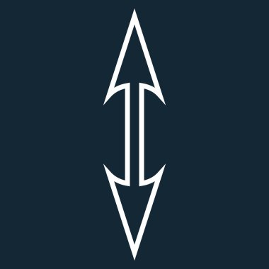 Boyutu ok dikey anahat vektör simgesi